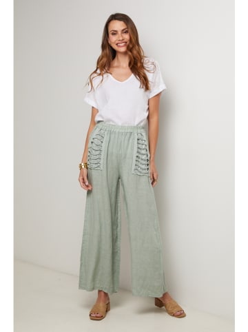 Lin Passion Lniane spodnie w kolorze zielonym