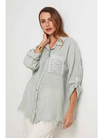 Lin Passion Lniana koszula w kolorze turkusowym