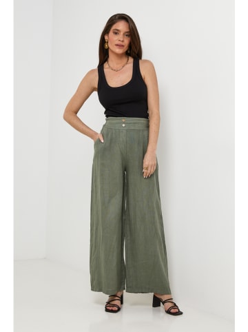 Lin Passion Lniane spodnie w kolorze khaki