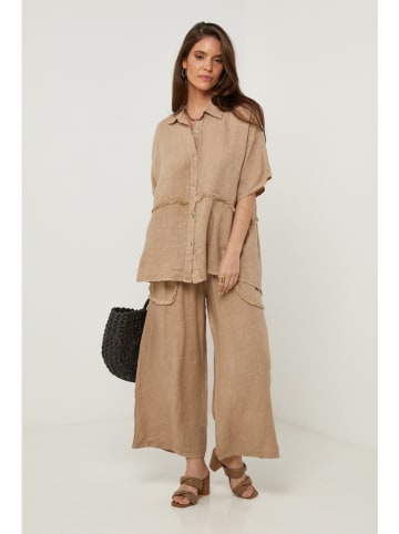 Lin Passion Lniana koszula w kolorze karmelowym