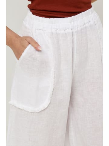 Lin Passion Lniane spodnie w kolorze białym