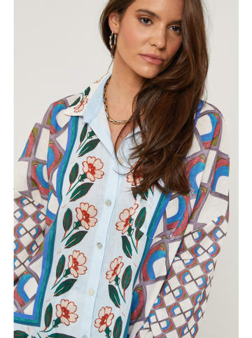 Lin Passion Leinen-Hemd in Hellblau/ Bunt