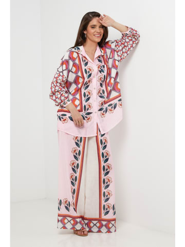 Lin Passion Lniana koszula w kolorze jasnoróżowym ze wzorem