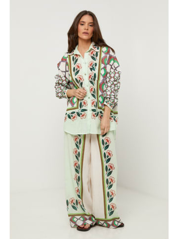 Lin Passion Linnen blouse lichtgroen/meerkleurig