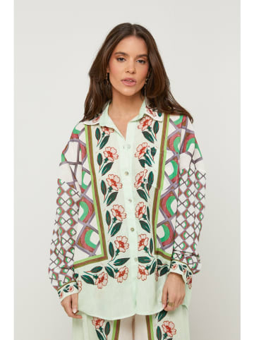 Lin Passion Leinen-Hemd in Hellgrün/ Bunt