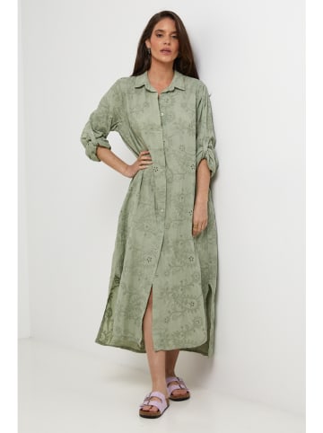 Lin Passion Lniana sukienka w kolorze zielonym