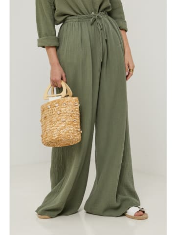 Lin Passion Lniane spodnie w kolorze khaki