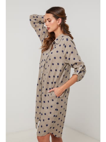 Lin Passion Lniana sukienka w kolorze szarobrązowym