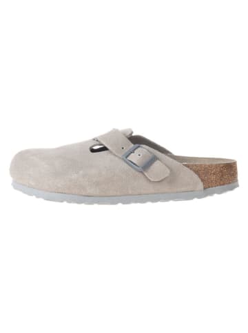 Birkenstock Leder-Clogs "Boston" in Grau