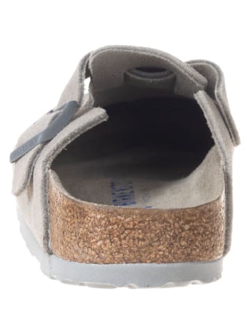 Birkenstock Leder-Clogs "Boston" in Grau