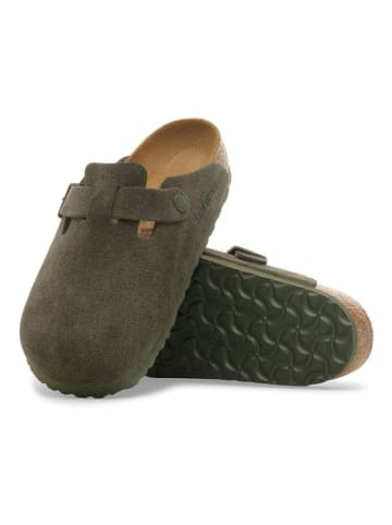 Birkenstock Leren clogs "Boston" kaki