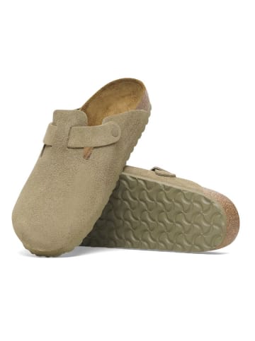 Birkenstock Leder-Clogs "Boston" in Khaki