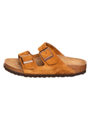 Birkenstock Leder-Pantoletten "Arizona" in Cognac