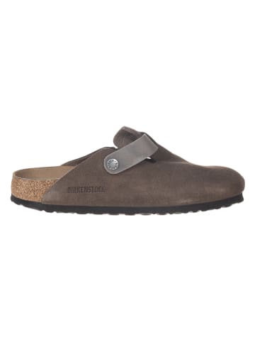 Birkenstock Skórzane chodaki "Boston" w kolorze antracytowym
