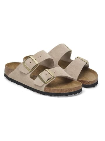 Birkenstock Leder-Pantoletten "Arizona" in Beige