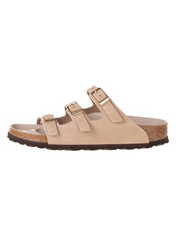 Birkenstock Skórzane klapki "Florida" w kolorze beżowym