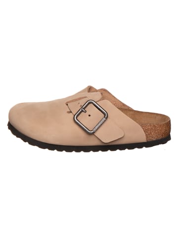 Birkenstock Skórzane chodaki "Boston" w kolorze beżowym