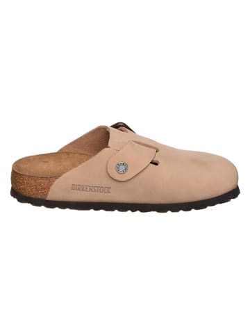 Birkenstock Skórzane chodaki "Boston" w kolorze beżowym