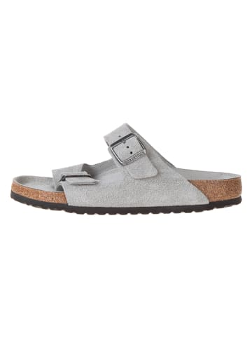 Birkenstock Leder-Pantoletten "Arizona" in Grau - Weite N