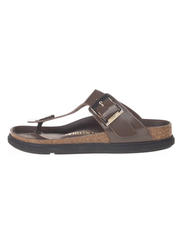Birkenstock Skórzane japonki "Gizeh" w kolorze brązowym