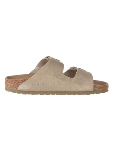 Birkenstock Leder-Pantoletten "Arizona" in Khaki