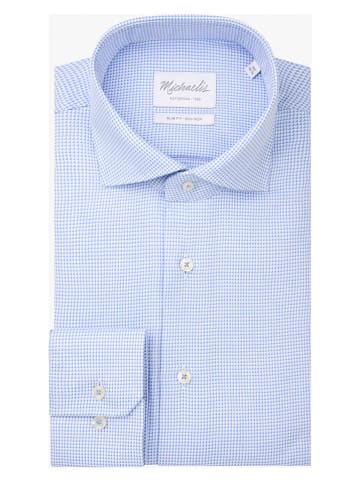 PROFUOMO Blouse - slim fit - lichtblauw/wit