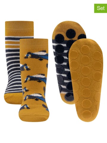 ewers 2er-Set: ABS-Socken in Orange/ Dunkelblau