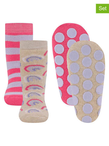 ewers 2er-Set: ABS-Socken in Beige/ Pink