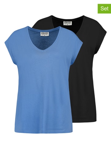 Sublevel 2er-Set: Shirts in Blau/ Schwarz