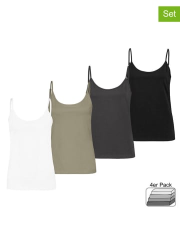 Sublevel 4er-Set: Tops in Khaki/ Schwarz/ Weiß