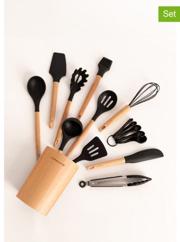 CREATE 11-częściowy zestaw akcesoriów kuchennych w kolorze beżowo-czarnym