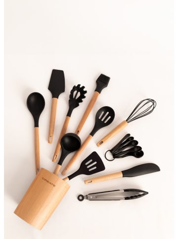 CREATE 2tlg. Set: Heißluftfritteuse und Küchenhefer in Schwarz