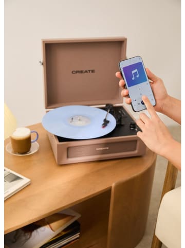 CREATE Plattenspieler ''Retro'' in Hellbraun - (B)44 x (H)18,5 x (T)33,3 cm