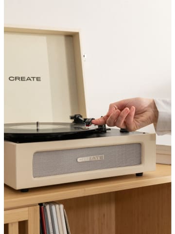 CREATE Plattenspieler ''Retro'' in Creme - (B)44 x (H)18,5 x (T)33,3 cm