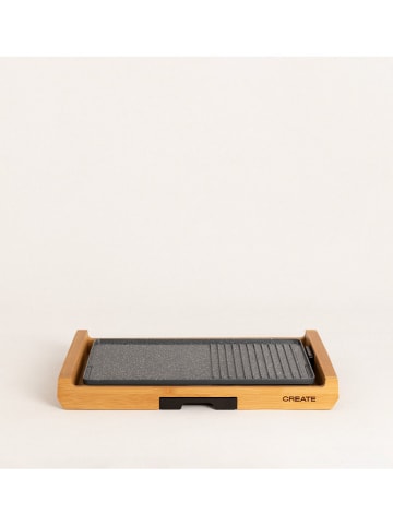 CREATE Tischgrill in Hellbraun/ Grau - (B)56,2 x (H)11 x (T)32,9 cm