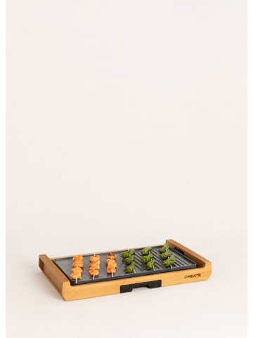 CREATE Tischgrill in Hellbraun/ Grau - (B)56,2 x (H)11 x (T)32,9 cm