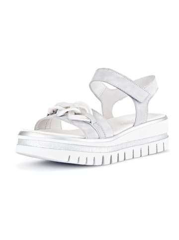 Gabor Skórzane sandały w kolorze szarym na koturnie