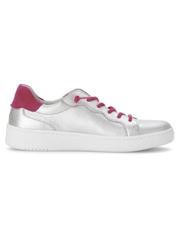 Gabor Leder-Sneakers in Silber/ Fuchsia