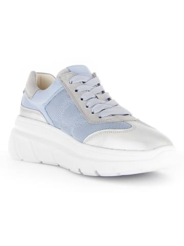Gabor Leder-Sneakers in Hellblau/ Silber/ Grau