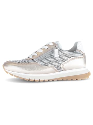 Gabor Leder-Sneakers in Silber/ Beige