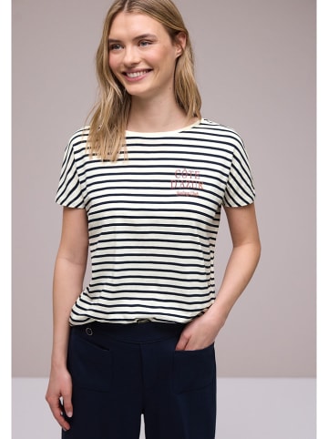 Street One Shirt in Weiß/ Dunkelblau