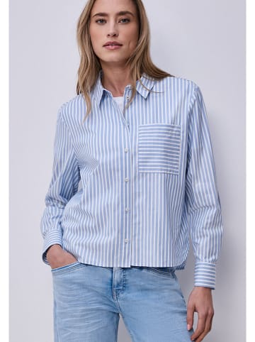 Street One Bluse in Hellblau/ Weiß