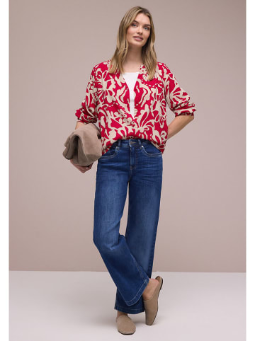 Street One Bluse in Rot/ Creme