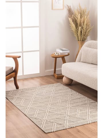 Mioli Kurzflor-Teppich in Grau/ Creme