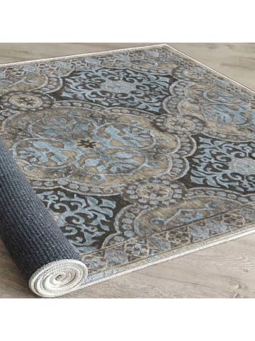 Mioli Kurzflor-Teppich "Els" in Beige/ Schwarz/ Hellblau