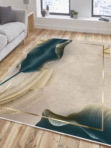 Mioli Katoenen tapijt beige/groen/goudkleurig