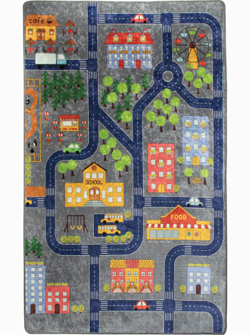 Mioli Laagpolig tapijt "Small Town" grijs/meerkleurig