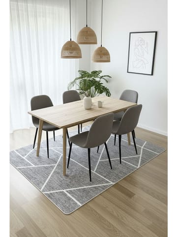 Mioli Kurzflor-Teppich in Grau/ Weiß