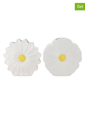 daan kromhout 2er-Set. Vasen "Daisy" in Weiß - (H)9 x Ø 30 cm