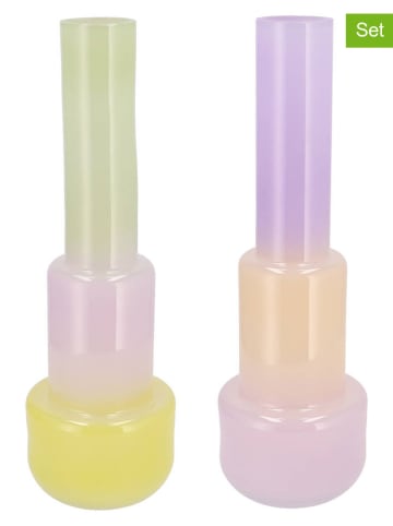 daan kromhout 2er-Set: Vasen "Shape" in Lila/ Grün - (H)40 x Ø 13 cm